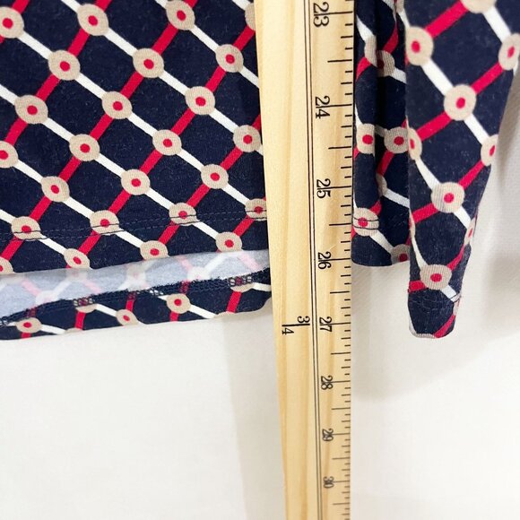 Talbots Navy Blue Trellis Dot Print Surplice Long Sleeve Top V-Neck - Size 2X - Picture 7 of 7